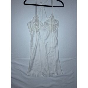 Jezebel White Lace Trim Slip Chemise Nightgown Lingerie Size M Bridal